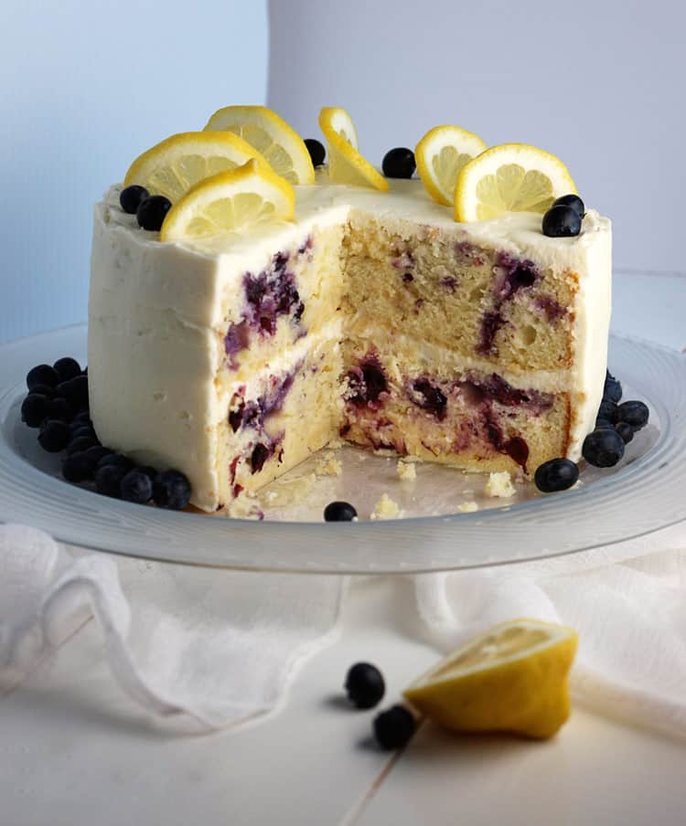 Lemon Blueberry Cake with Lemon Cream Cheese Frosting 