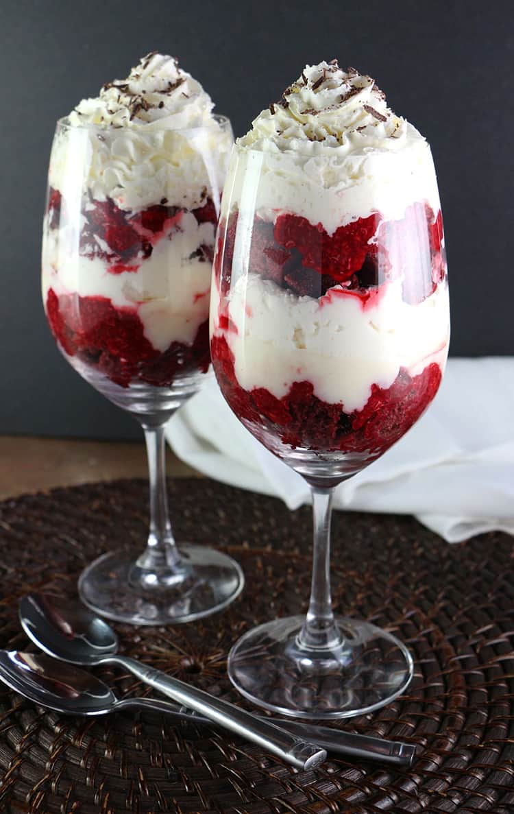 Boozy Red Velvet Trifles via Eat In Eat Out