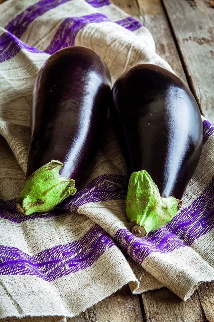 Two Raw Organic Eggplant