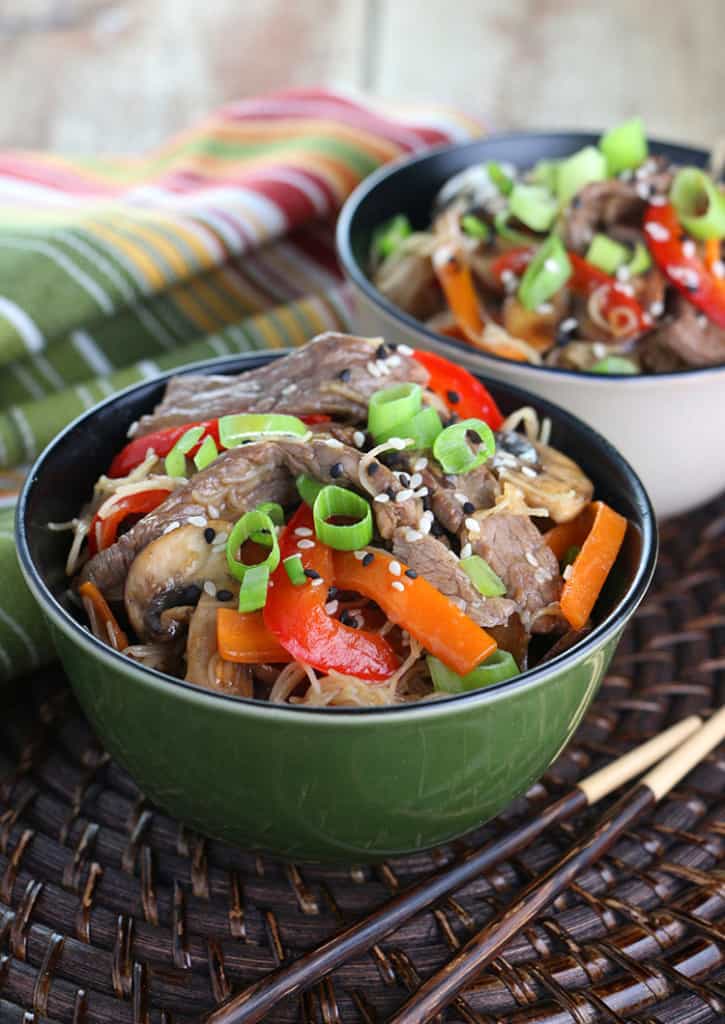 Beef & Mushroom Stirfry with Rice Noodles
