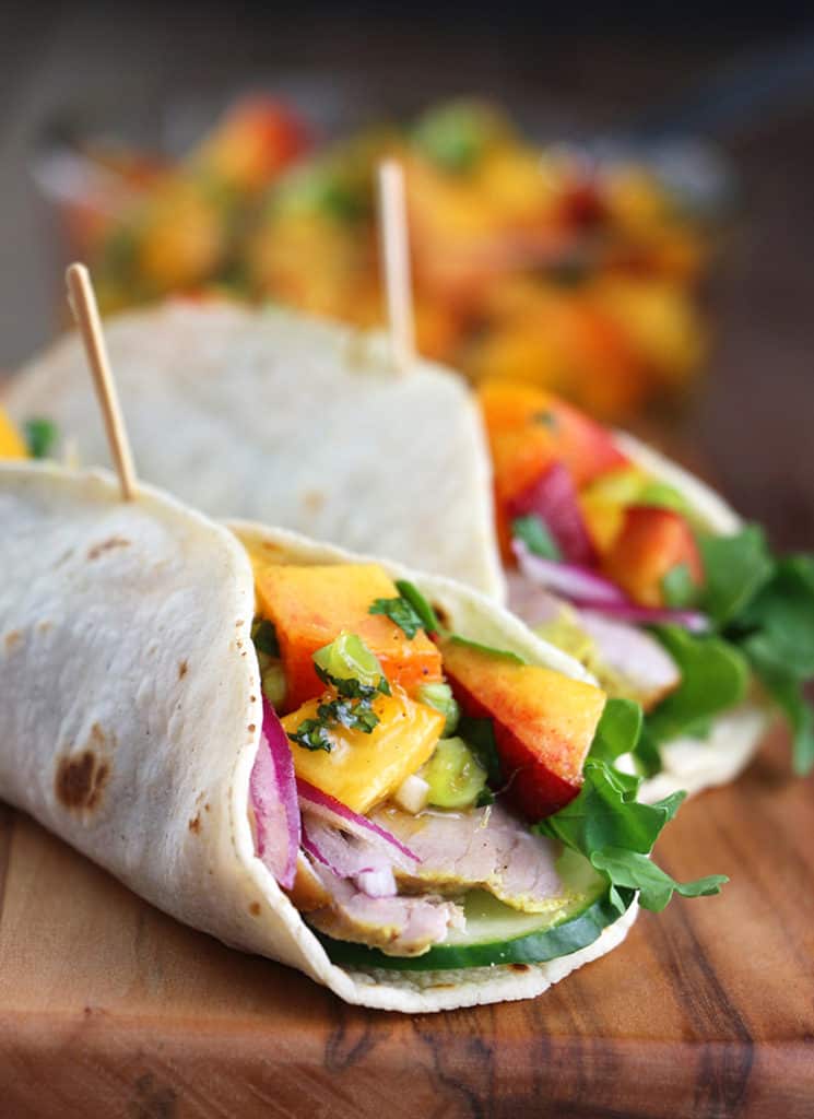 Curry Pork Wraps with Nectarine Chutney - Eat In Eat Out