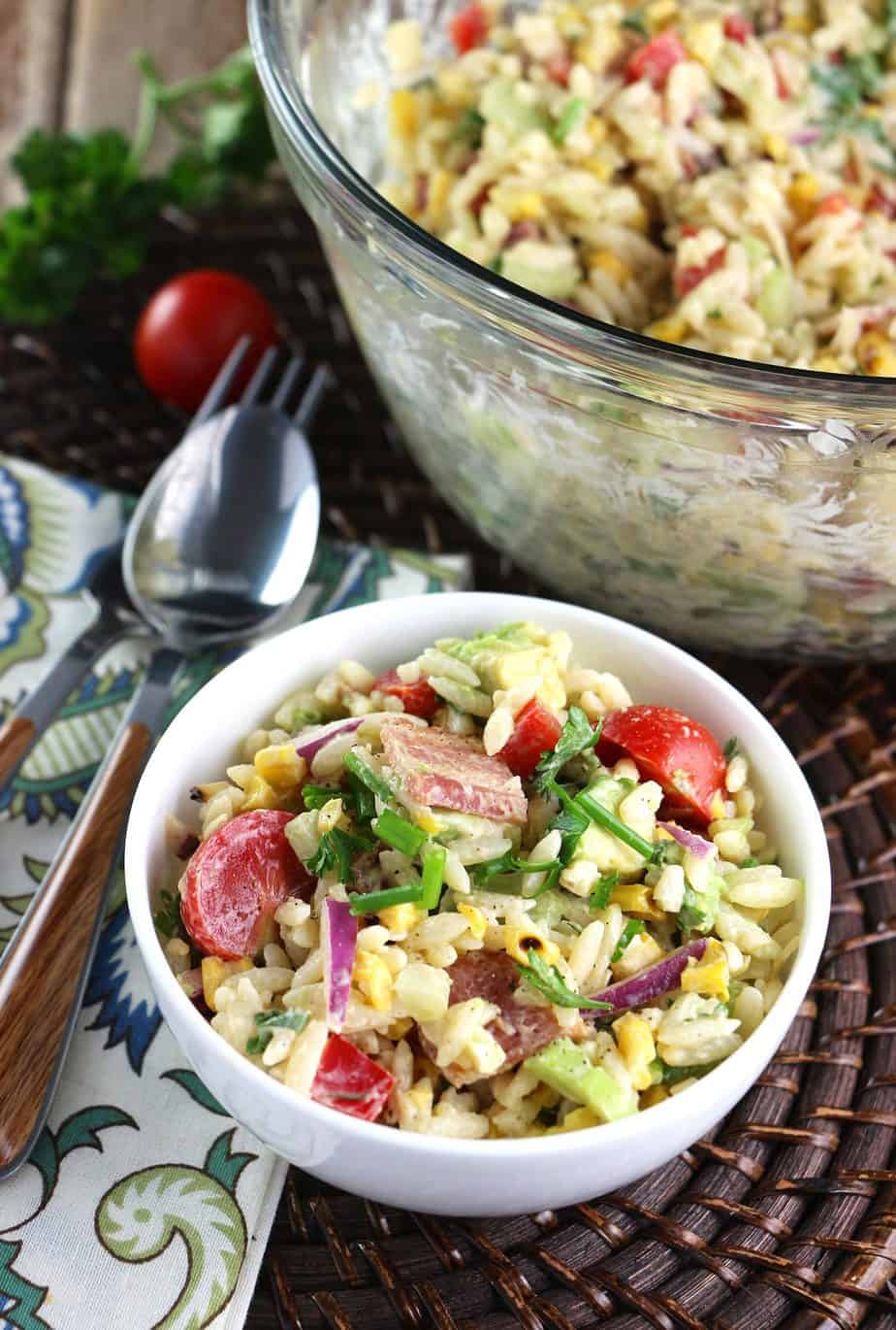 Orzo-Salad-with-Bacon,-Corn-and-Avocado-with-Chili-Lime-Dressing_6