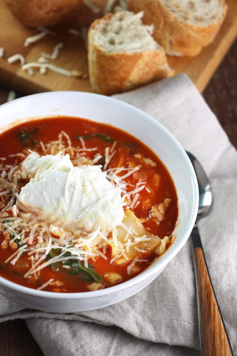 3-Cheese Lasagna Soup - Eat In Eat Out