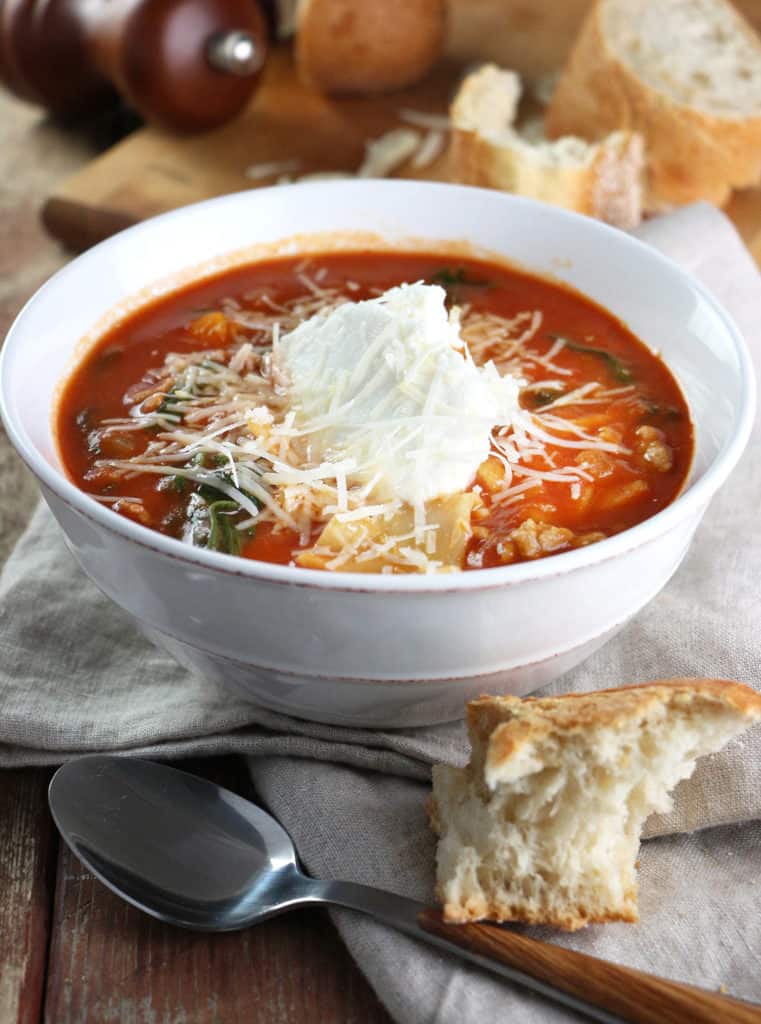 3-Cheese Lasagna Soup - Eat In Eat Out